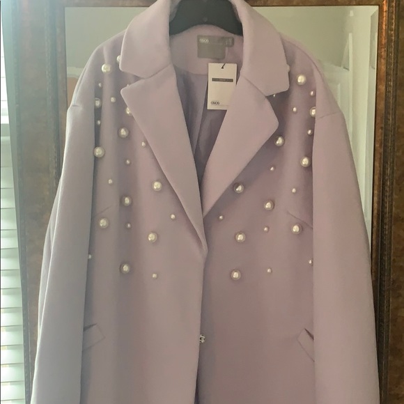 ASOS Jackets & Blazers - Asos plus size lilac coat with pearl details